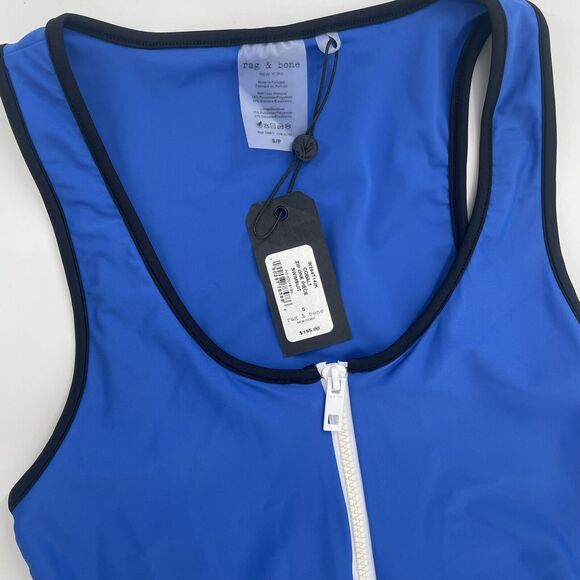 Rag and Bone Cobalt Blue Zip One Piece Swimsuit NWT $195 Small Summer - Picture 6 of 8
